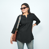 Classic Black Cotton Short Kurti – Brazen Black