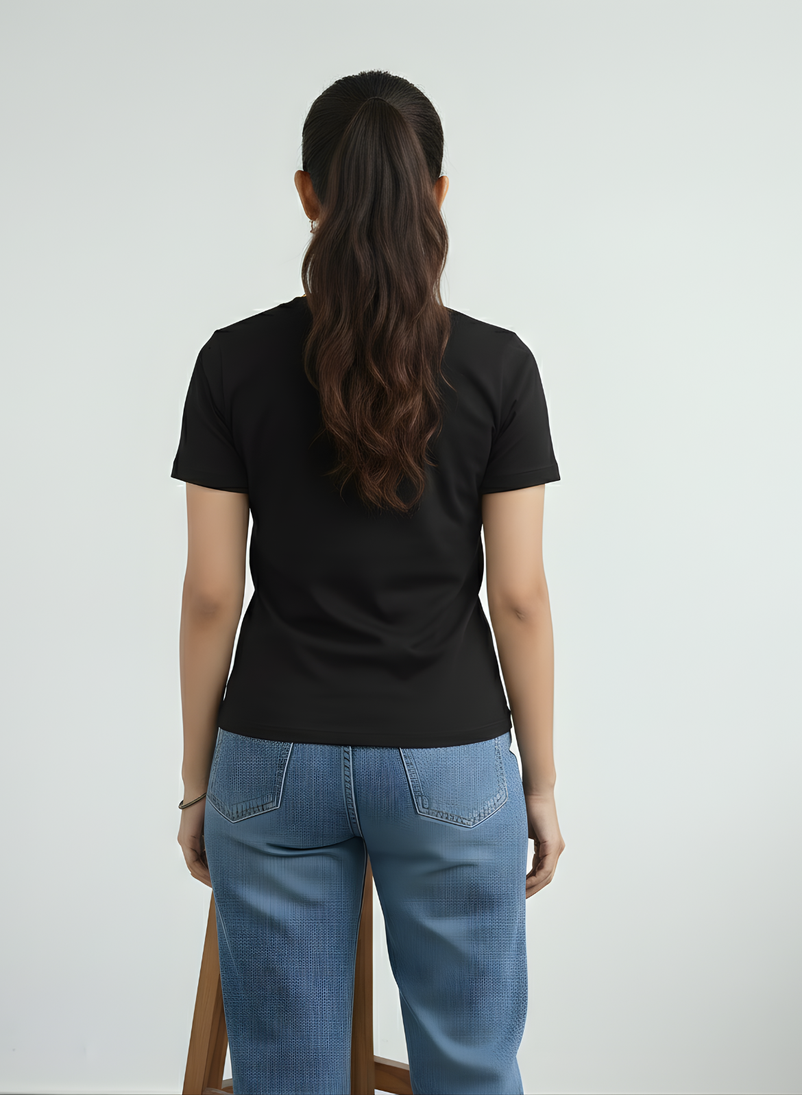Brazen Black Solid T-shirt for Women