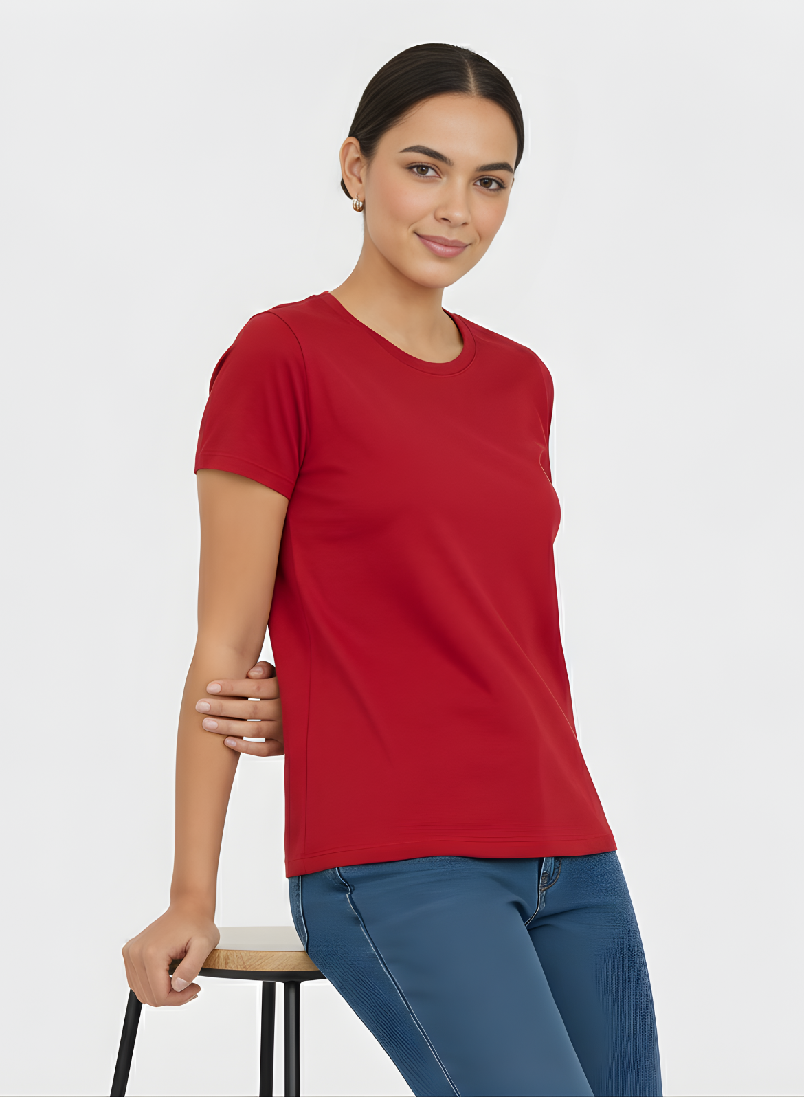 Magnetic Maroon Solid T-shirt for Women
