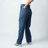 Women's Navy Blue Essential Cargo Jeans