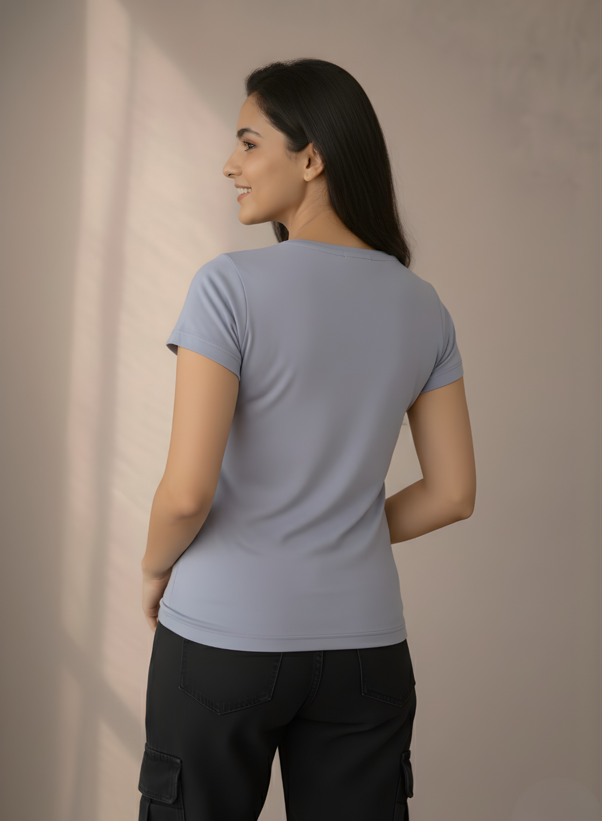 Gallant Grey Solid T-shirt for Women
