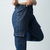Women's Navy Blue Essential Cargo Jeans