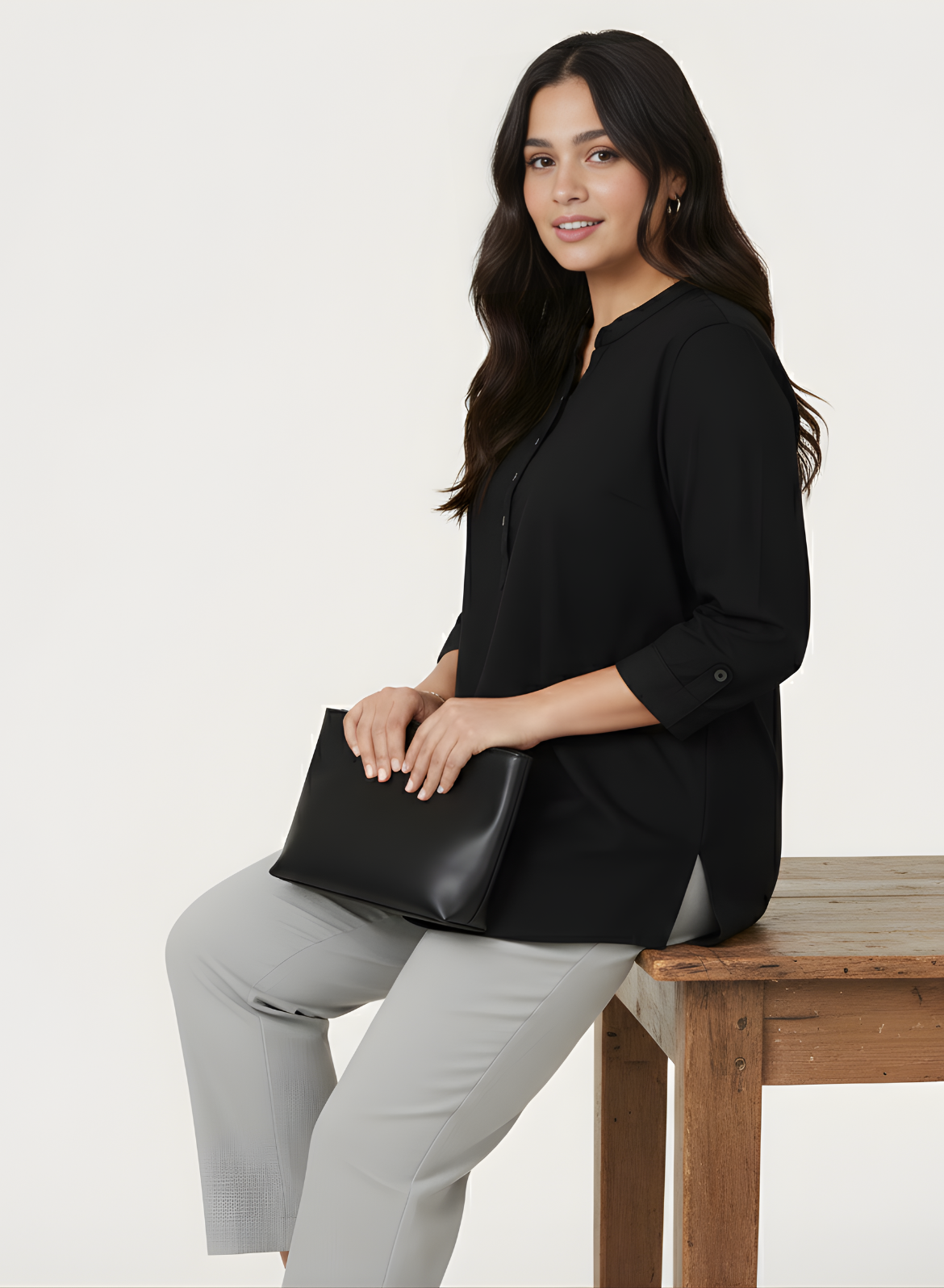 Midnight Black Denim Tunic Top