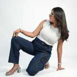 Women's Navy Blue Essential Cargo Jeans