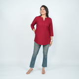 Daily Wear Maroon Cotton Kurti for Women – Magnetic Maroon