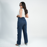 Women's Navy Blue Essential Cargo Jeans