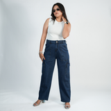 Women's Navy Blue Essential Cargo Jeans