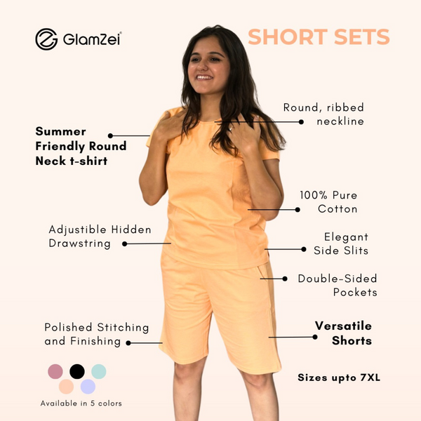 Peach Fuzz Shorts Set - Pantone Color of the Year 2024