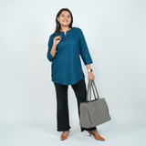 Solid Cotton Short Kurti for Women - Twilight Blue