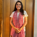 Floral Elegance Red Cotton Scarf