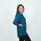 Solid Cotton Short Kurti for Women - Twilight Blue