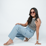 Women's Light Blue Relaxed Fit Cargo Jeans