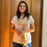 Floral Elegance Beige Cotton Scarf