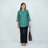 Casual Cotton Kurti Top for Jeans - Silky Green