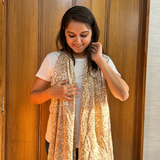 Floral Elegance Beige Cotton Scarf