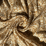 Floral Elegance Beige Cotton Scarf