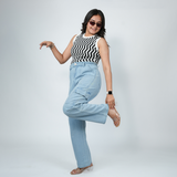 Women's Light Blue Relaxed Fit Cargo Jeans