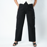 Women's Midnight Black Utility Cargo Jeans
