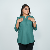 Casual Cotton Kurti Top for Jeans - Silky Green
