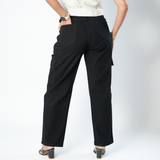 Women's Midnight Black Utility Cargo Jeans