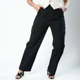Women's Midnight Black Utility Cargo Jeans