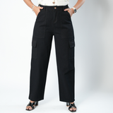 Women's Midnight Black Utility Cargo Jeans