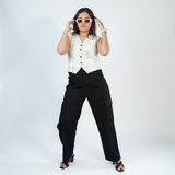 Women's Midnight Black Utility Cargo Jeans