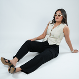 Women's Midnight Black Utility Cargo Jeans