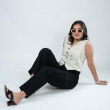 Women's Midnight Black Utility Cargo Jeans