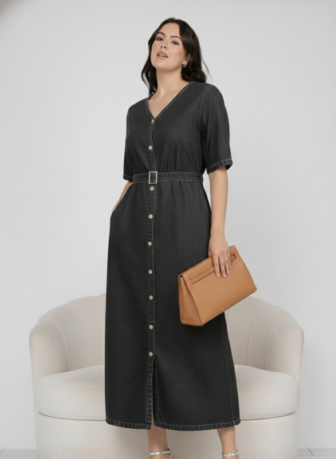 Midnight Black Denim Dress