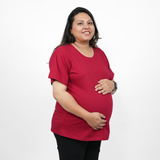 Magnetic Maroon Maternity Round Neck T-Shirt