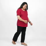 Magnetic Maroon Maternity Round Neck T-Shirt