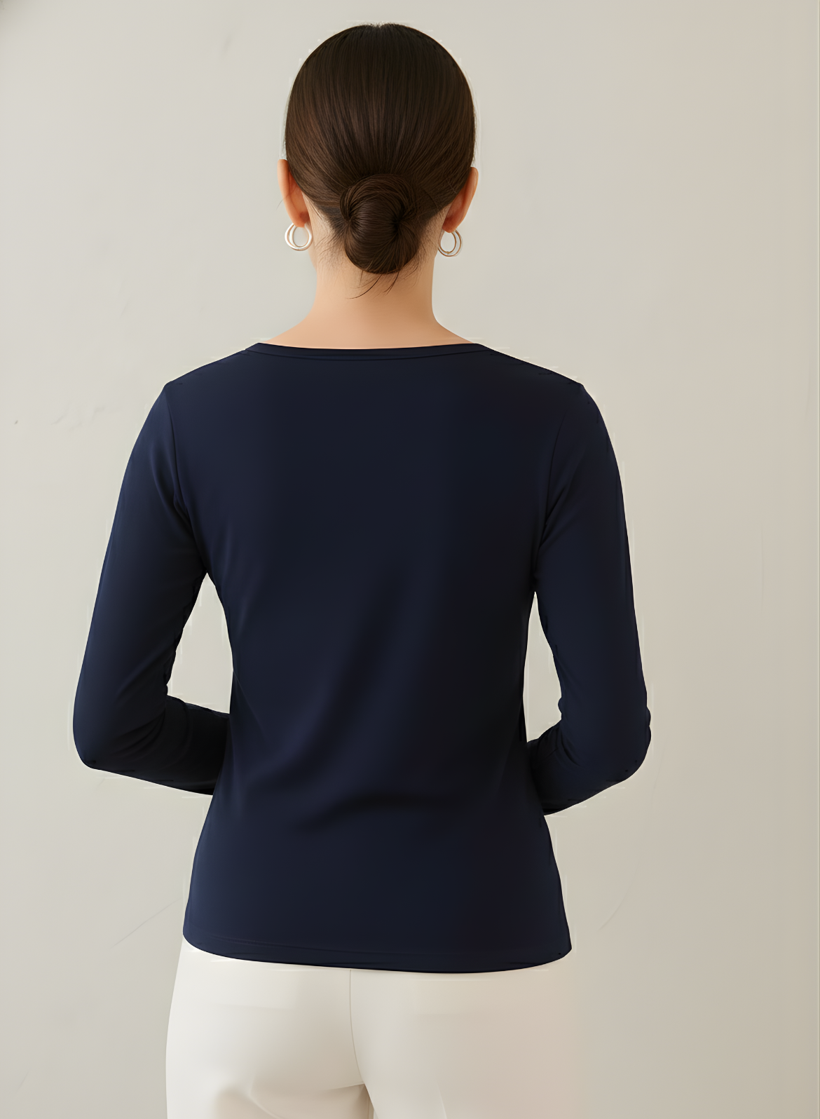 Ballsy Blue Full Sleeves Solid T-shirt for Women