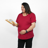 Magnetic Maroon Maternity Round Neck T-Shirt