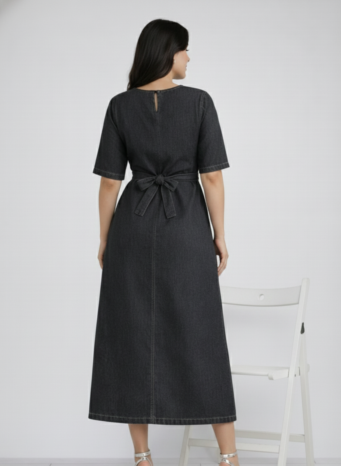 Midnight Black Denim Dress