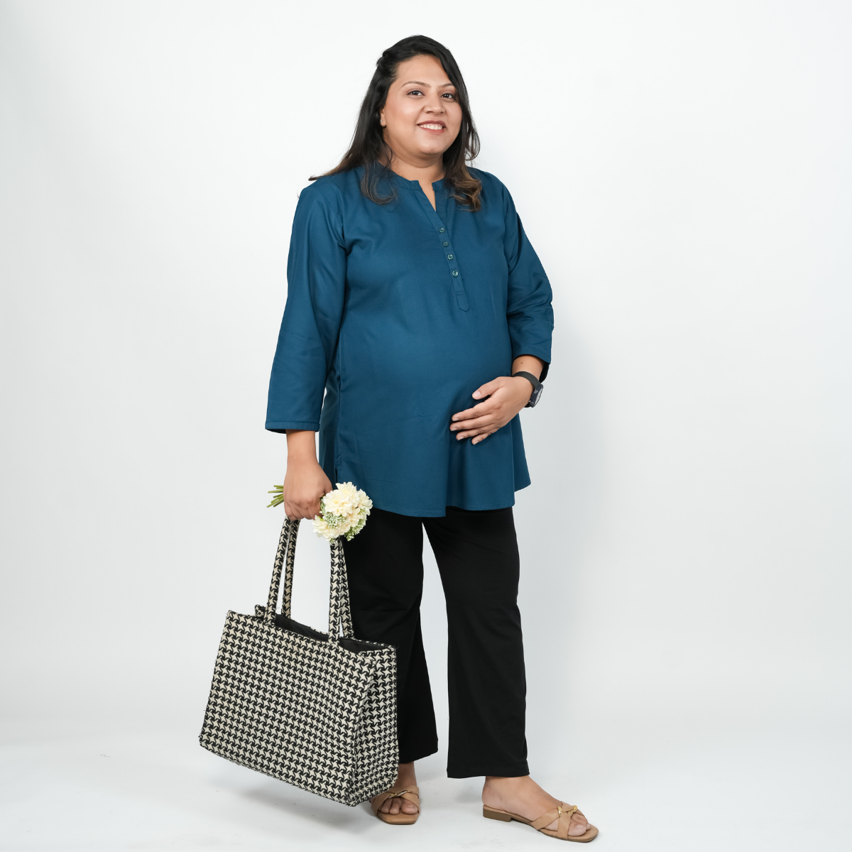 Twilight Blue Maternity Short Kurti