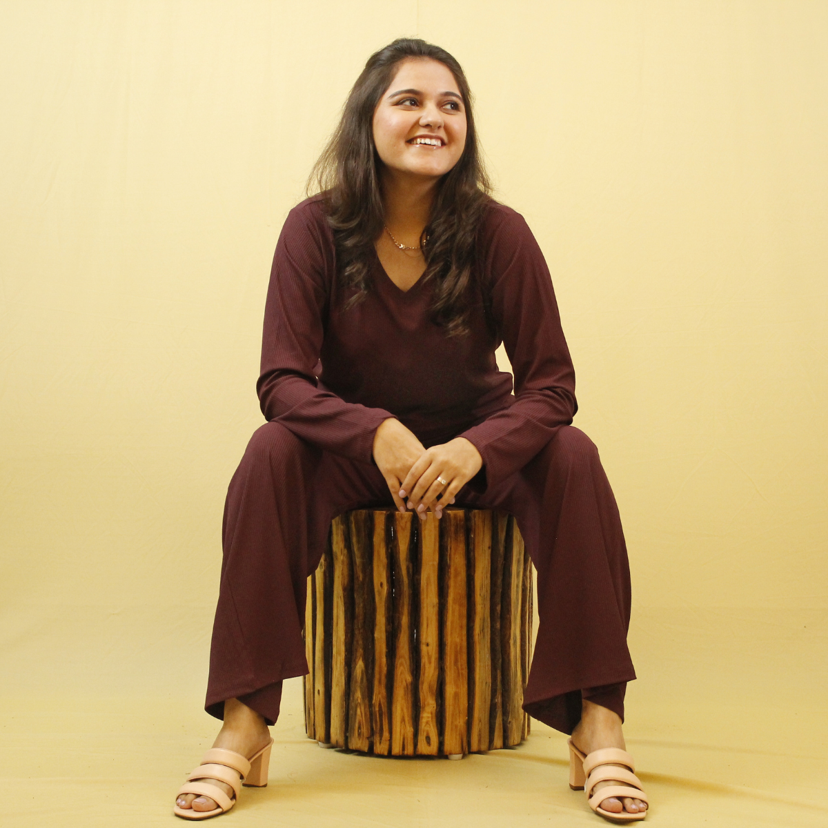 Burning Burgundy V-Neck Co-ord Set