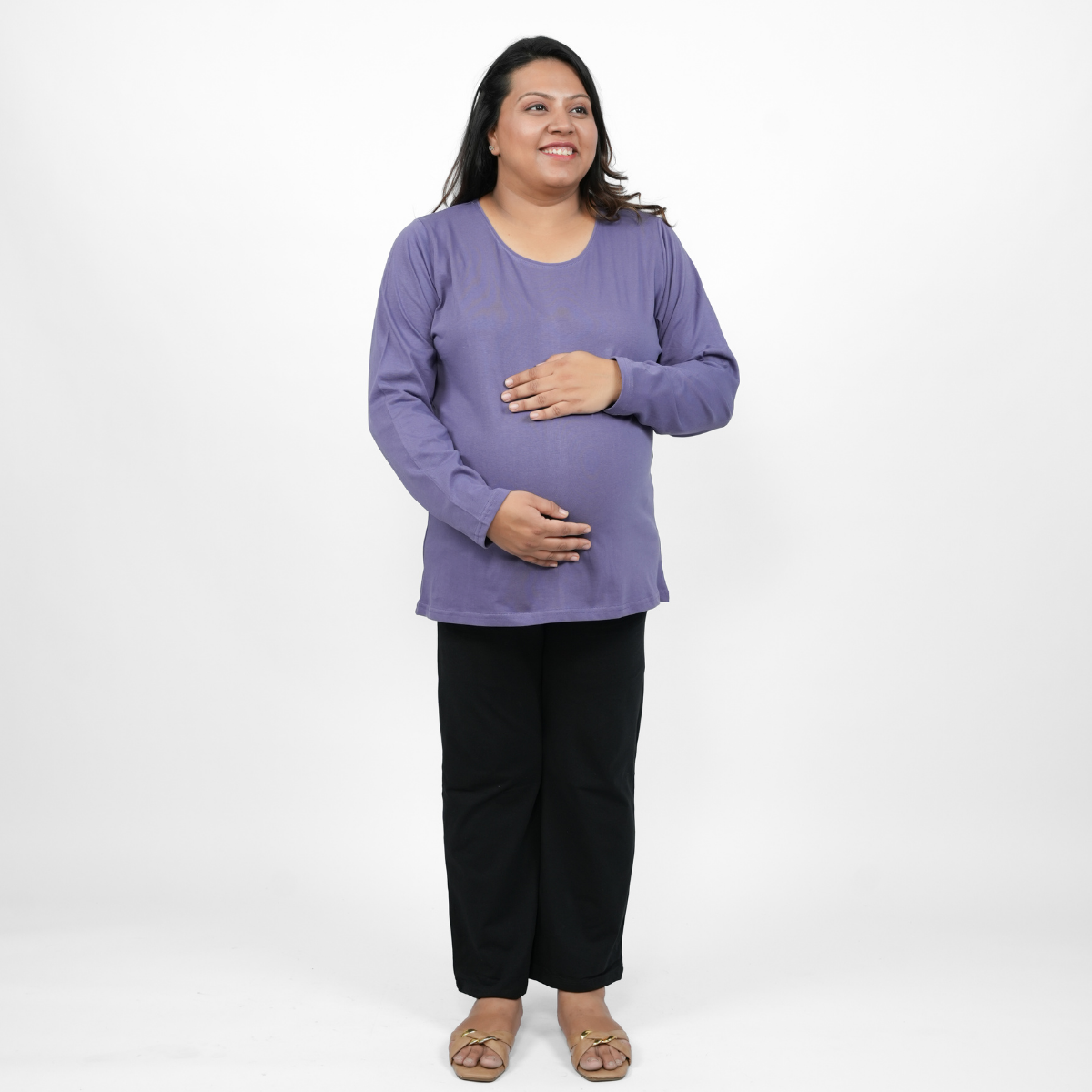 Lively Lilac Maternity Full Sleeves T-Shirt