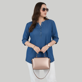 Navy Blue Denim Tunic Top