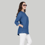 Navy Blue Denim Tunic Top