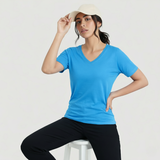 Trendy Turquoise Solid V-Neck T-shirt for Women