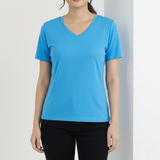 Trendy Turquoise Solid V-Neck T-shirt for Women