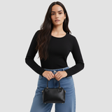 Brazen Black Full Sleeves Solid T-shirt for Women