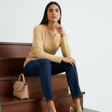 Biscotti Beige Full Sleeves V-Neck T-shirt