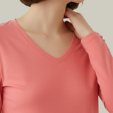Watermelon Pink Full Sleeves V-Neck T-shirt