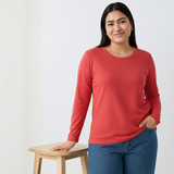 Coral Crush Full Sleeves Solid T-shirt for Women
