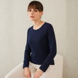 Ballsy Blue Full Sleeves Solid T-shirt for Women