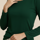 Gritty Green Full Sleeves Solid T-shirt for Women