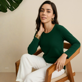 Gritty Green Full Sleeves Solid T-shirt for Women