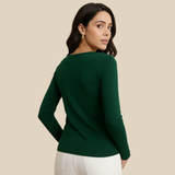 Gritty Green Full Sleeves Solid T-shirt for Women